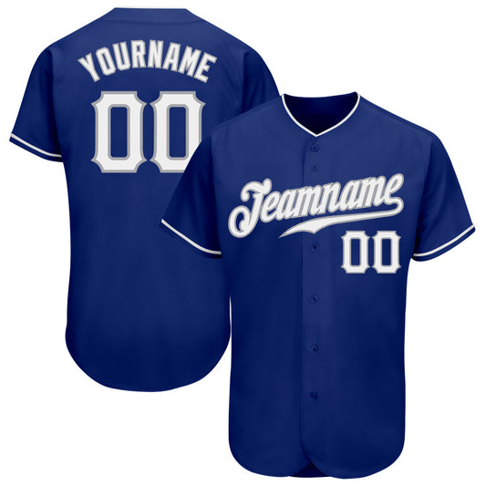 Custom Royal White-Gray Authentic Baseball Jersey - Main View