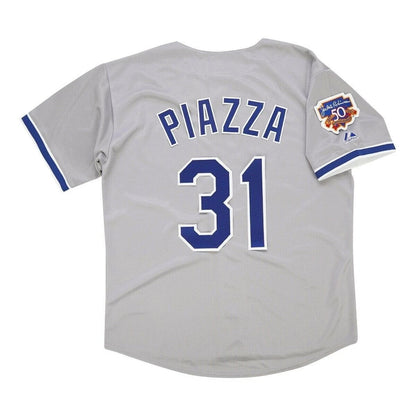 Los Angeles Dodgers #31 Mike Piazza #1997 Road Jersey w/ Jackie 50th Patch Stitched Baseball Jerseys view 2