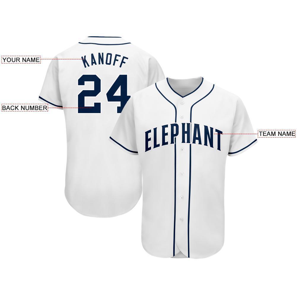 Custom White Navy Baseball Jersey view 4