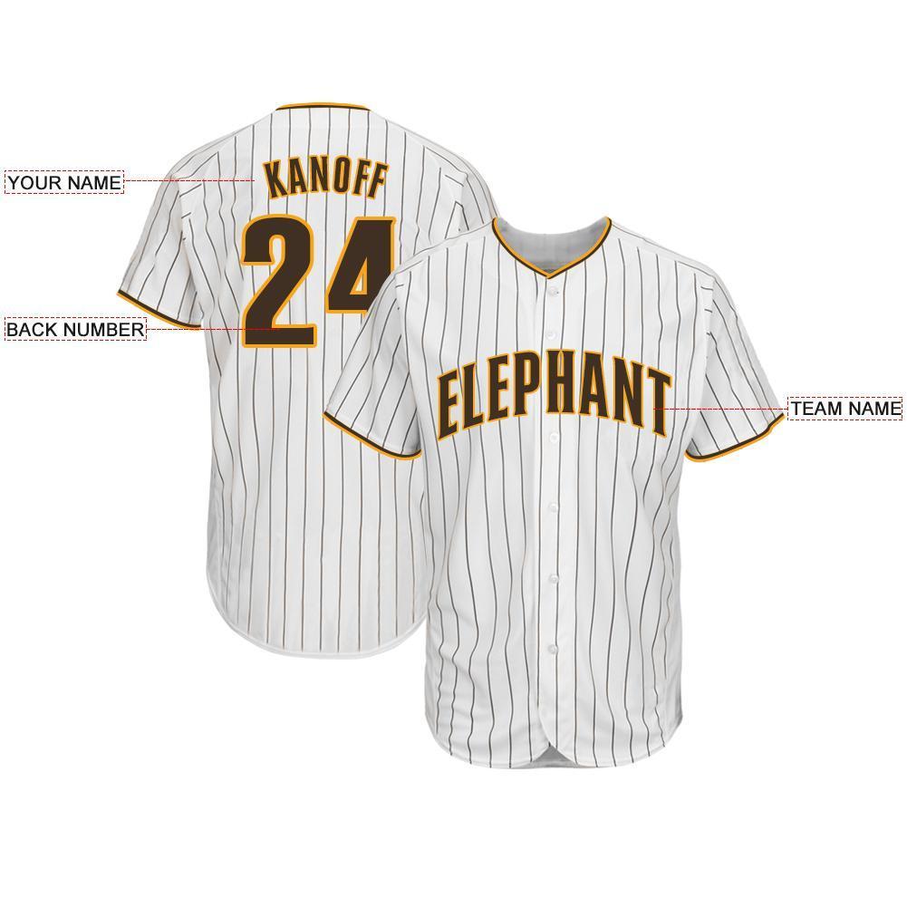 Custom White Brown Pinstripe Brown-Gold Baseball Jersey view 3
