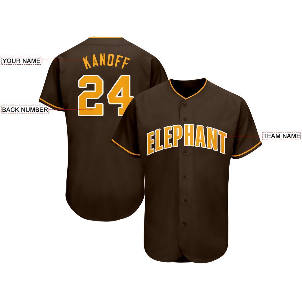 Custom Brown Gold-White Baseball Jersey view 3