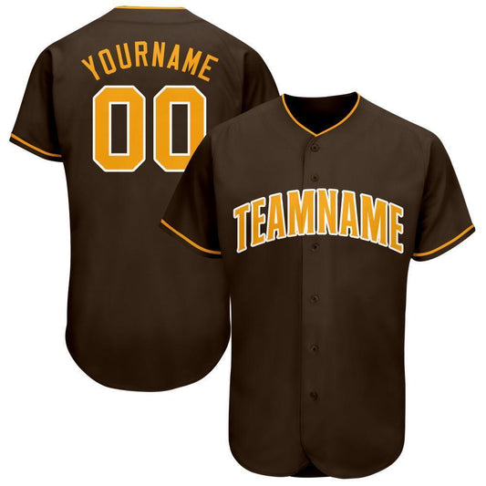 Custom Brown Gold-White Baseball Jersey - Main View