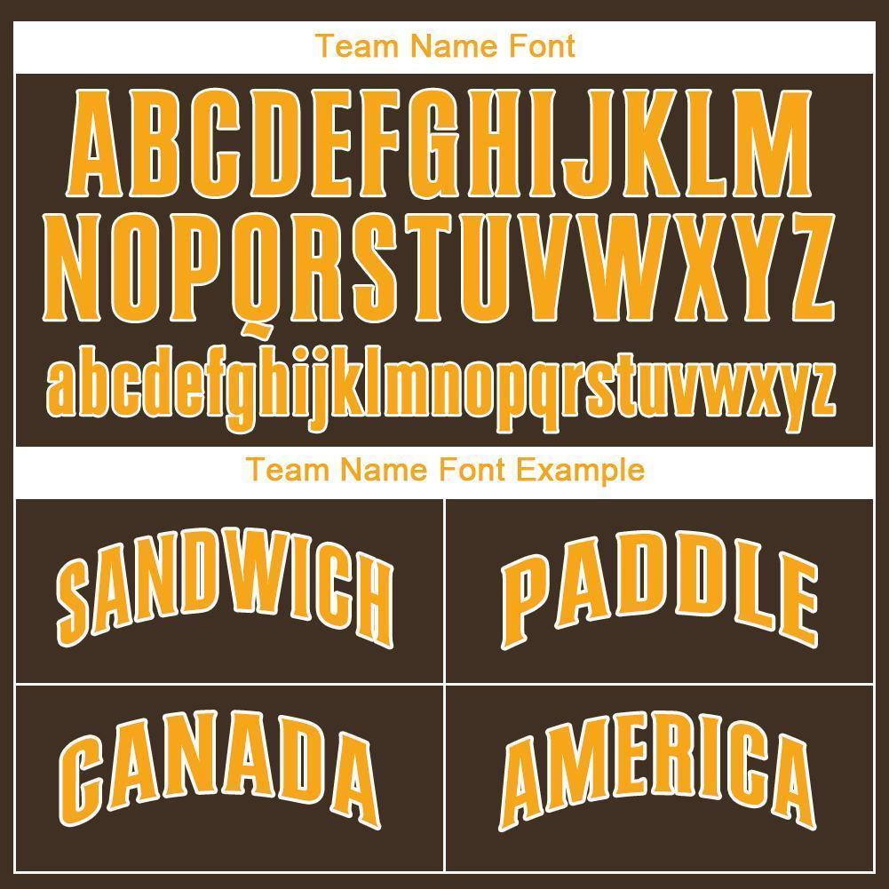 Custom Brown Gold-White Baseball Jersey view 5