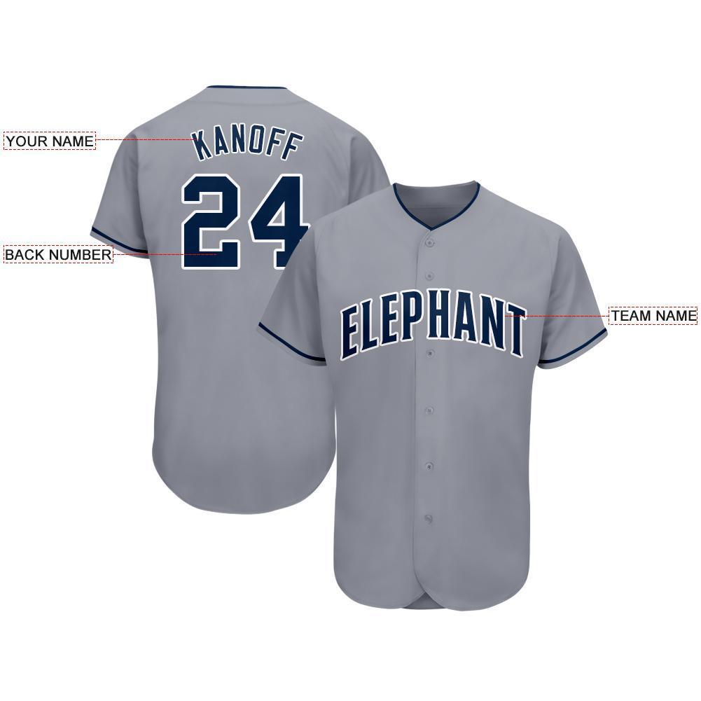 Custom Gray Navy-White Baseball Jersey view 3
