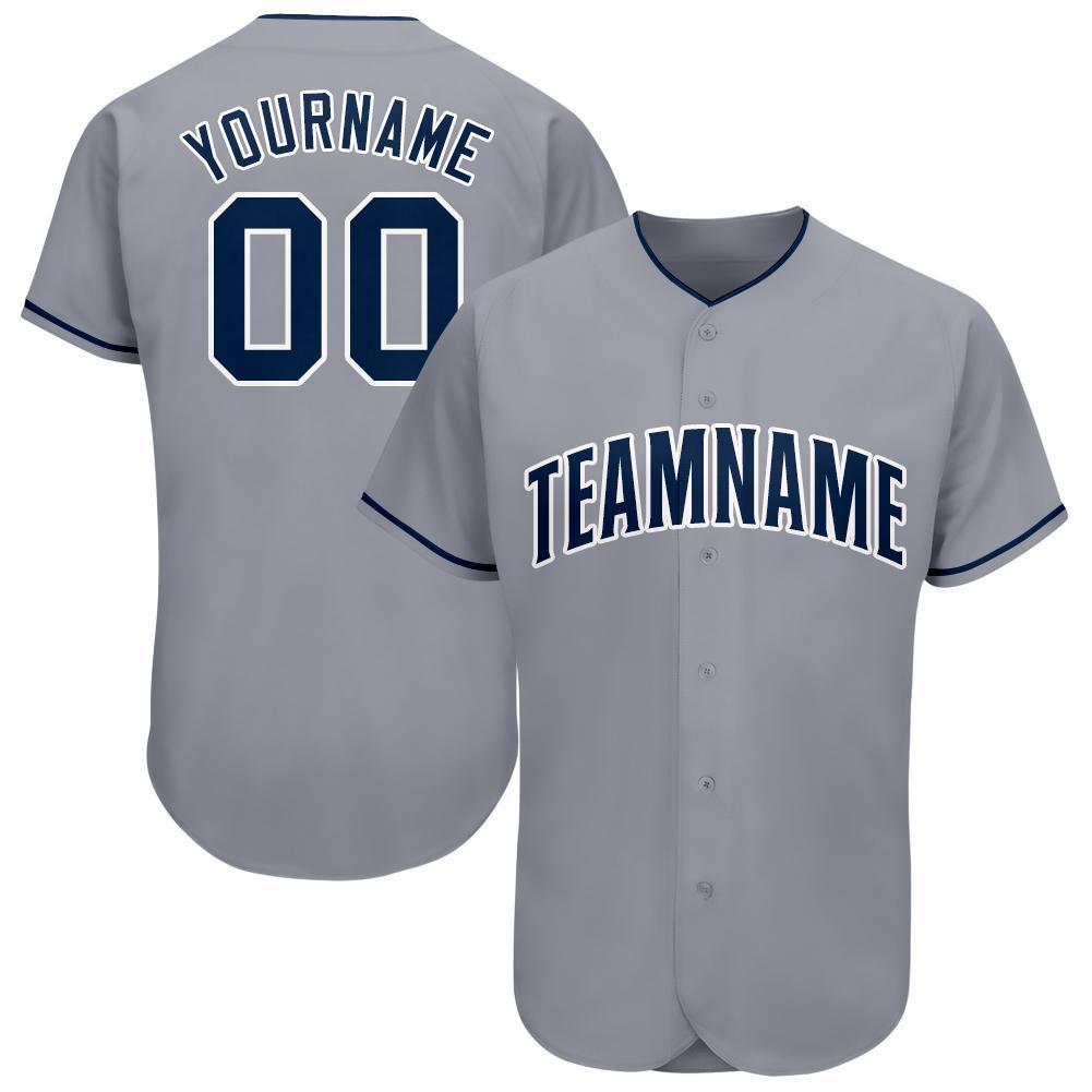 Custom Gray Navy-White Baseball Jersey - Main View