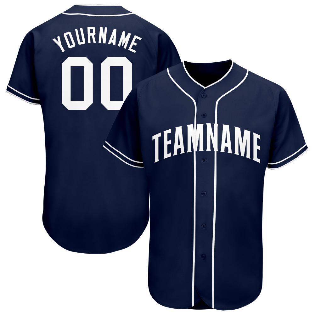 Custom Navy White Baseball Jersey - Main View