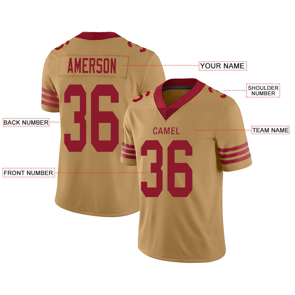 Custom SF.49ers Stitched American Football Jerseys Personalize Birthday Gifts Gold Jersey view 2
