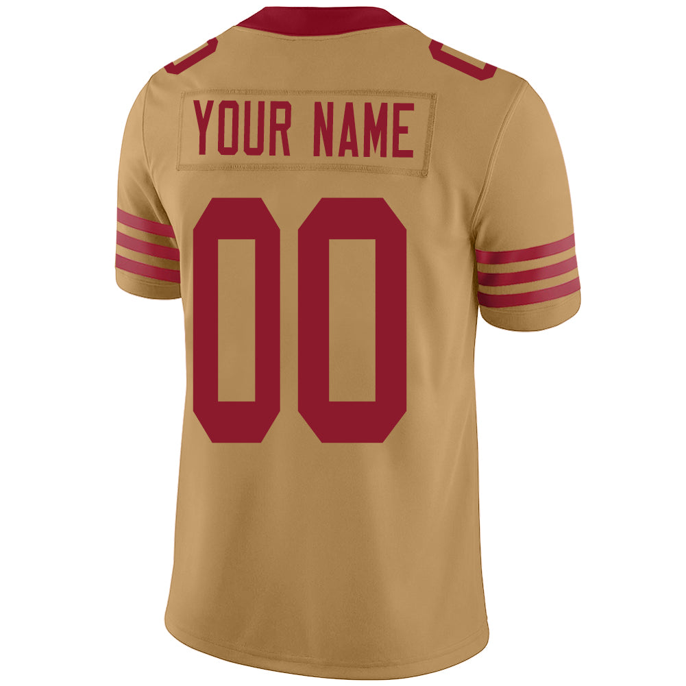 Custom SF.49ers Stitched American Football Jerseys Personalize Birthday Gifts Gold Jersey view 3