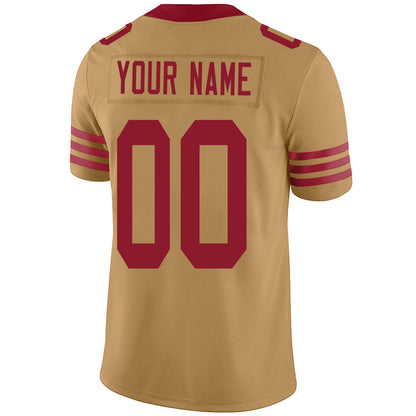 Custom SF.49ers Stitched American Football Jerseys Personalize Birthday Gifts Gold Jersey view 3