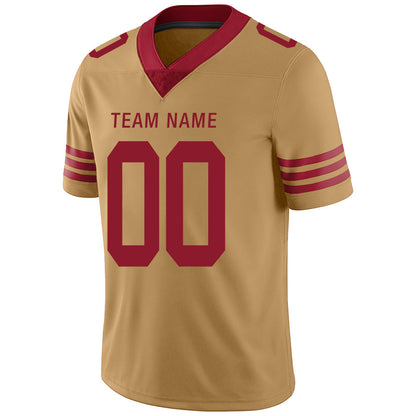 Custom SF.49ers Stitched American Football Jerseys Personalize Birthday Gifts Gold Jersey view 4