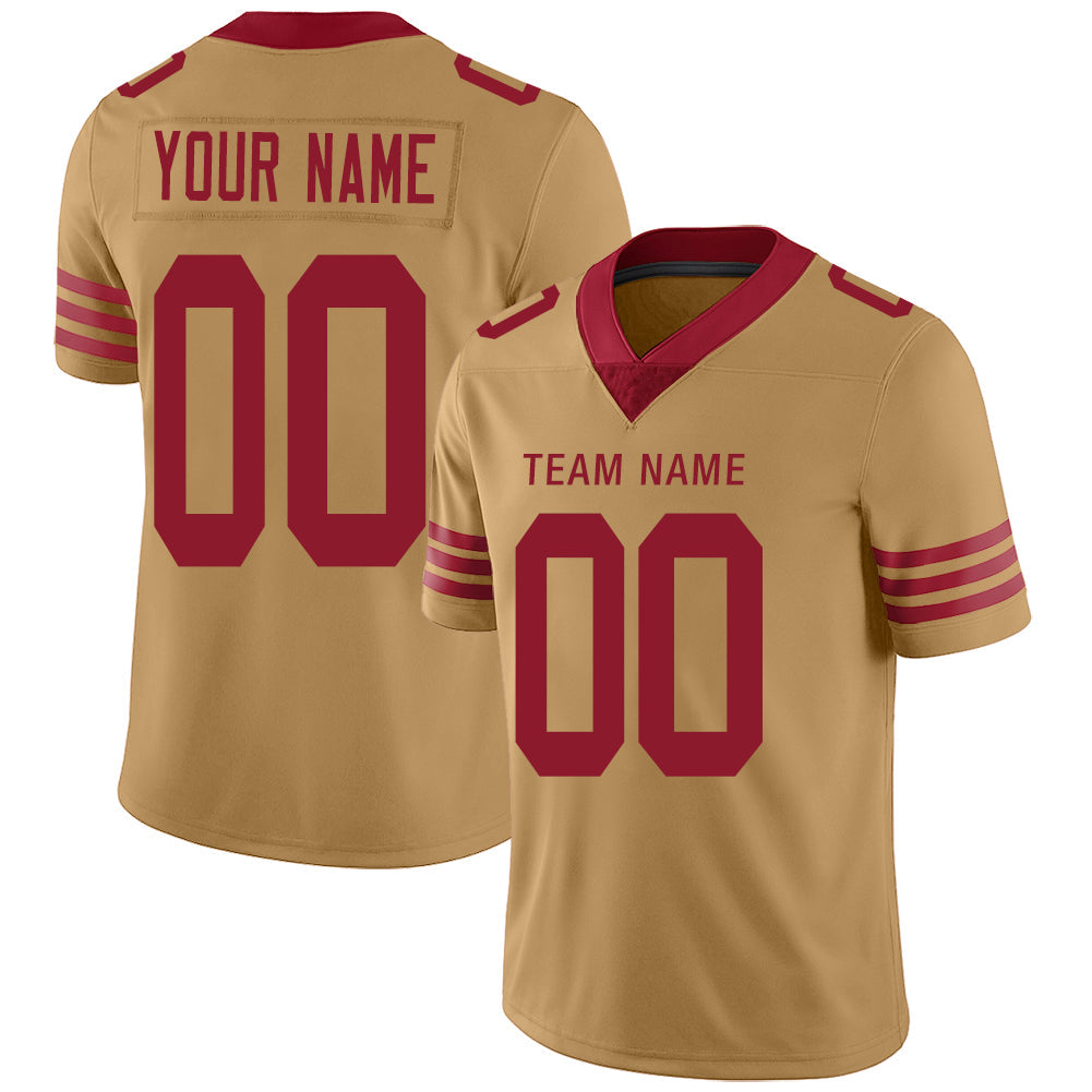 Custom SF.49ers Stitched American Football Jerseys Personalize Birthday Gifts Gold Jersey - Main View