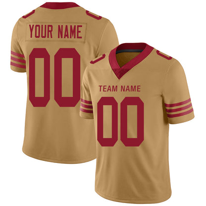 Custom SF.49ers Stitched American Football Jerseys Personalize Birthday Gifts Gold Jersey - Main View