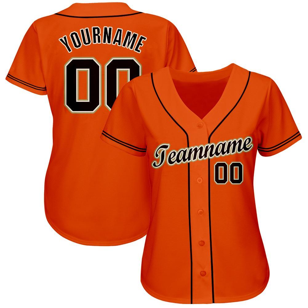 Custom Orange Black Cream-Old Gold Baseball Jersey view 2