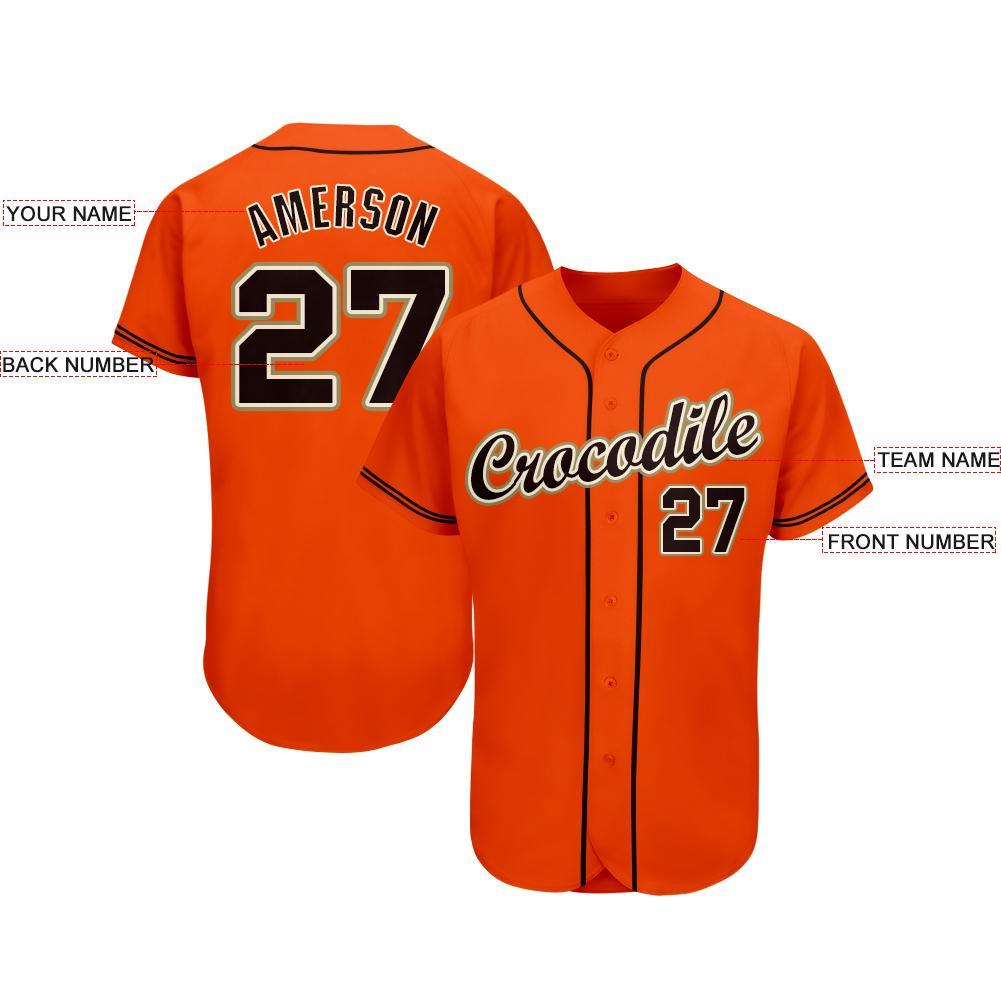 Custom Orange Black Cream-Old Gold Baseball Jersey view 3