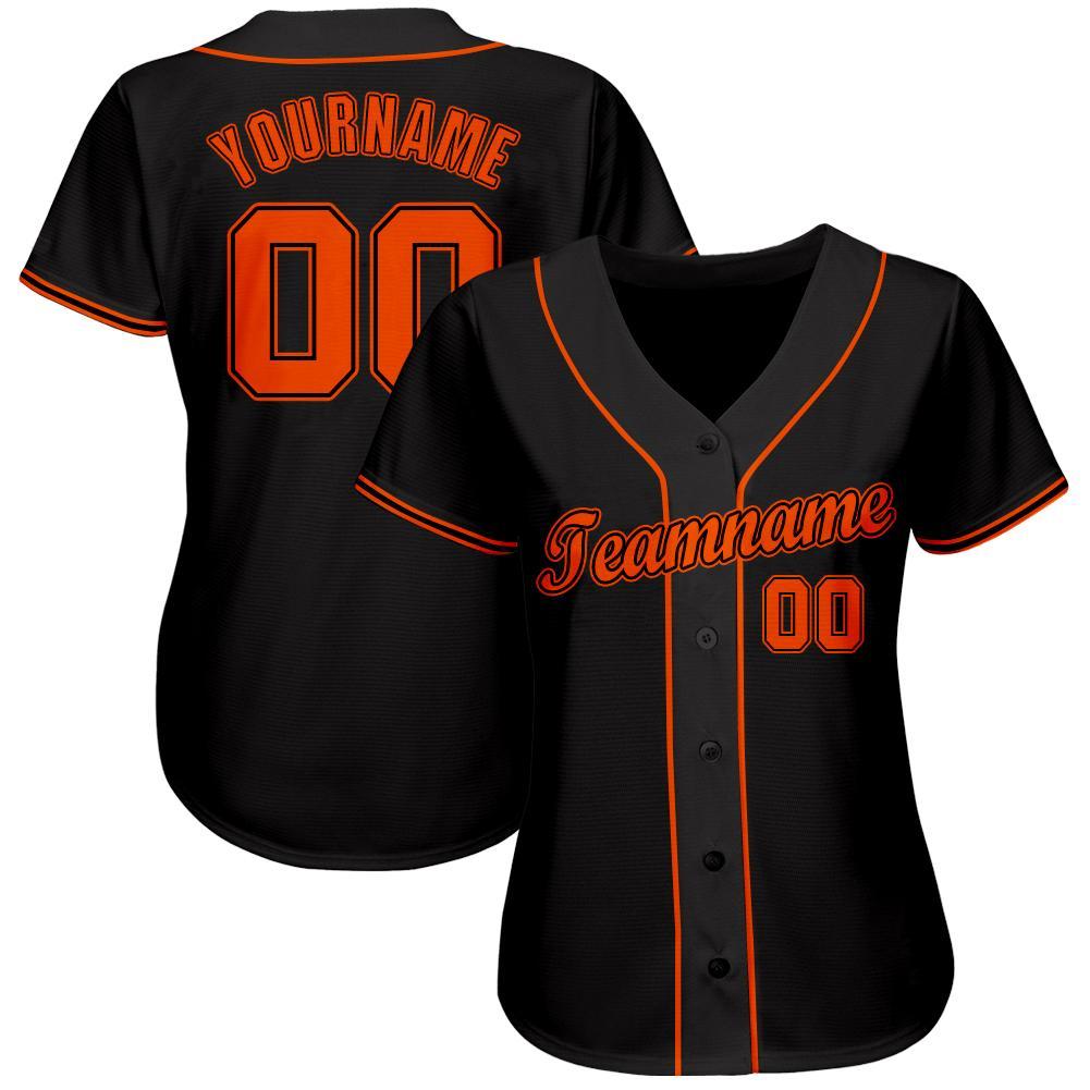 Custom Black Orange Baseball Jersey view 2