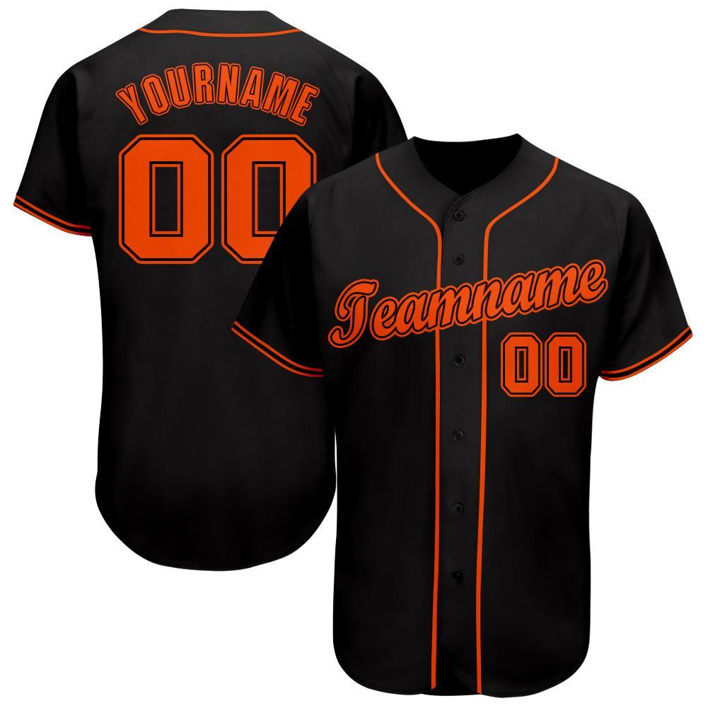 Custom Black Orange Baseball Jersey - Main View