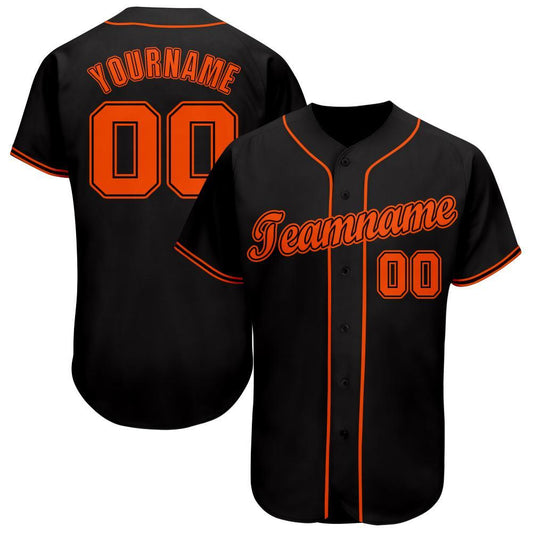 Custom Black Orange Baseball Jersey - Main View