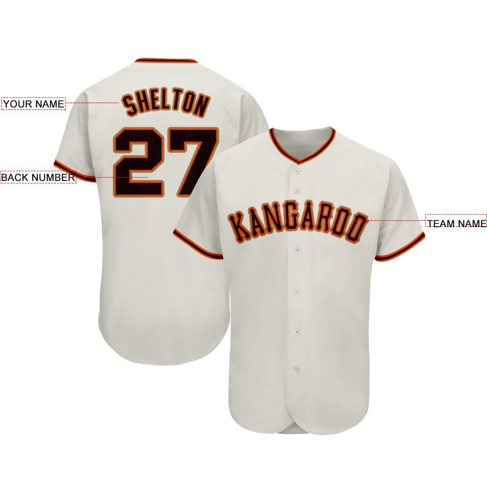 Custom Cream Black Orange-Old Gold Baseball Jersey view 4