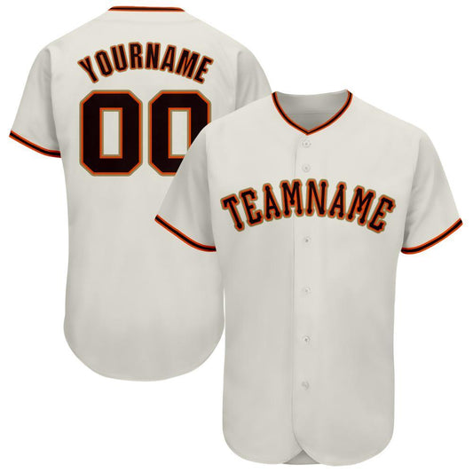 Custom Cream Black Orange-Old Gold Baseball Jersey - Main View