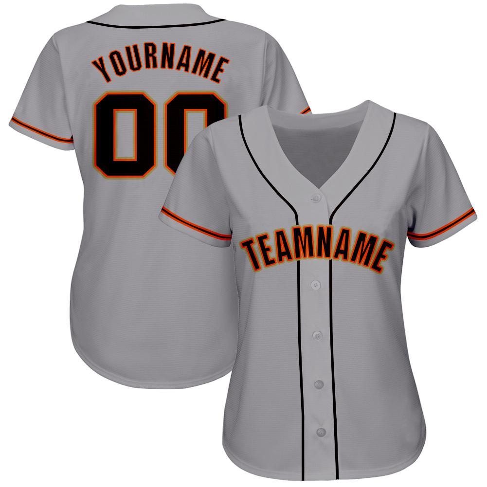 Custom Gray Black Orange-Old Gold Baseball Jersey view 2