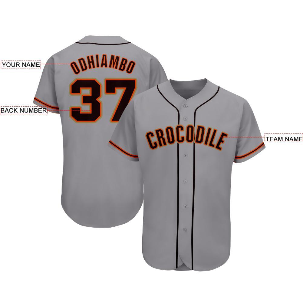 Custom Gray Black Orange-Old Gold Baseball Jersey view 3