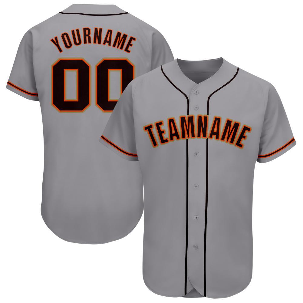 Custom Gray Black Orange-Old Gold Baseball Jersey - Main View