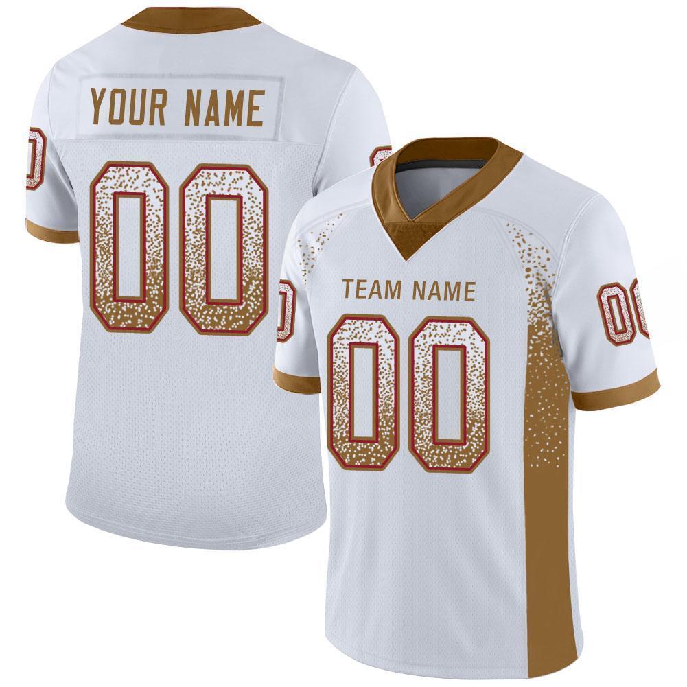 Custom White Old Gold-Red Drift Fashion Football Jersey - Main View