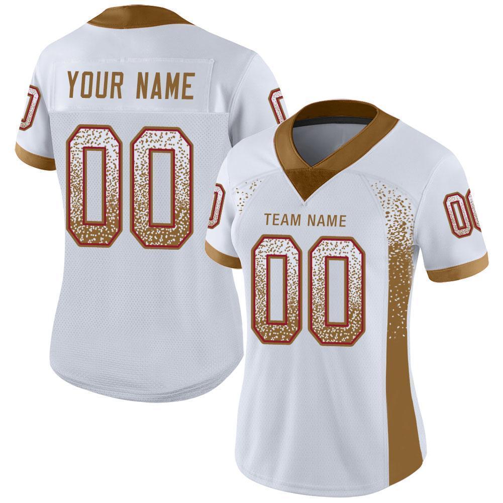 Custom White Old Gold-Red Drift Fashion Football Jersey view 2