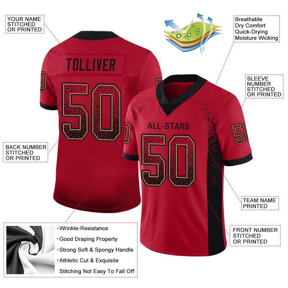 Custom Red Black-Old Gold Drift Fashion Football Jersey view 4