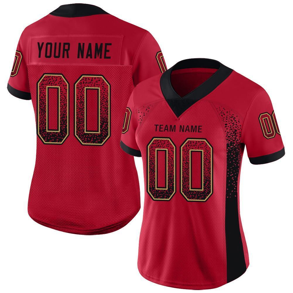 Custom Red Black-Old Gold Drift Fashion Football Jersey view 3
