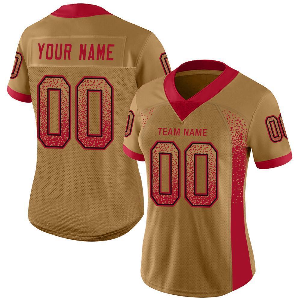 Custom Old Gold Red-Black Drift Fashion Football Jersey view 2