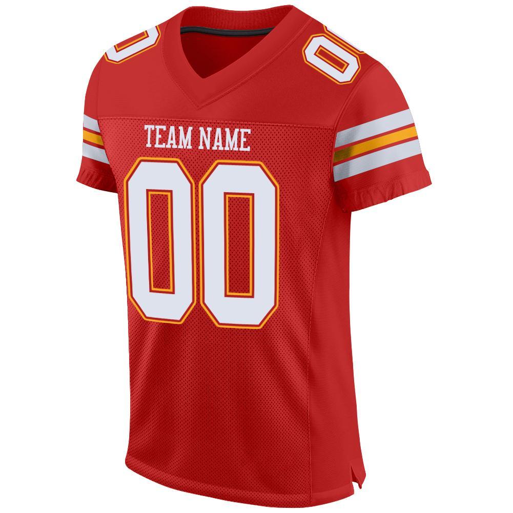 Custom Scarlet White-Gold Mesh Authentic Football Jersey view 3
