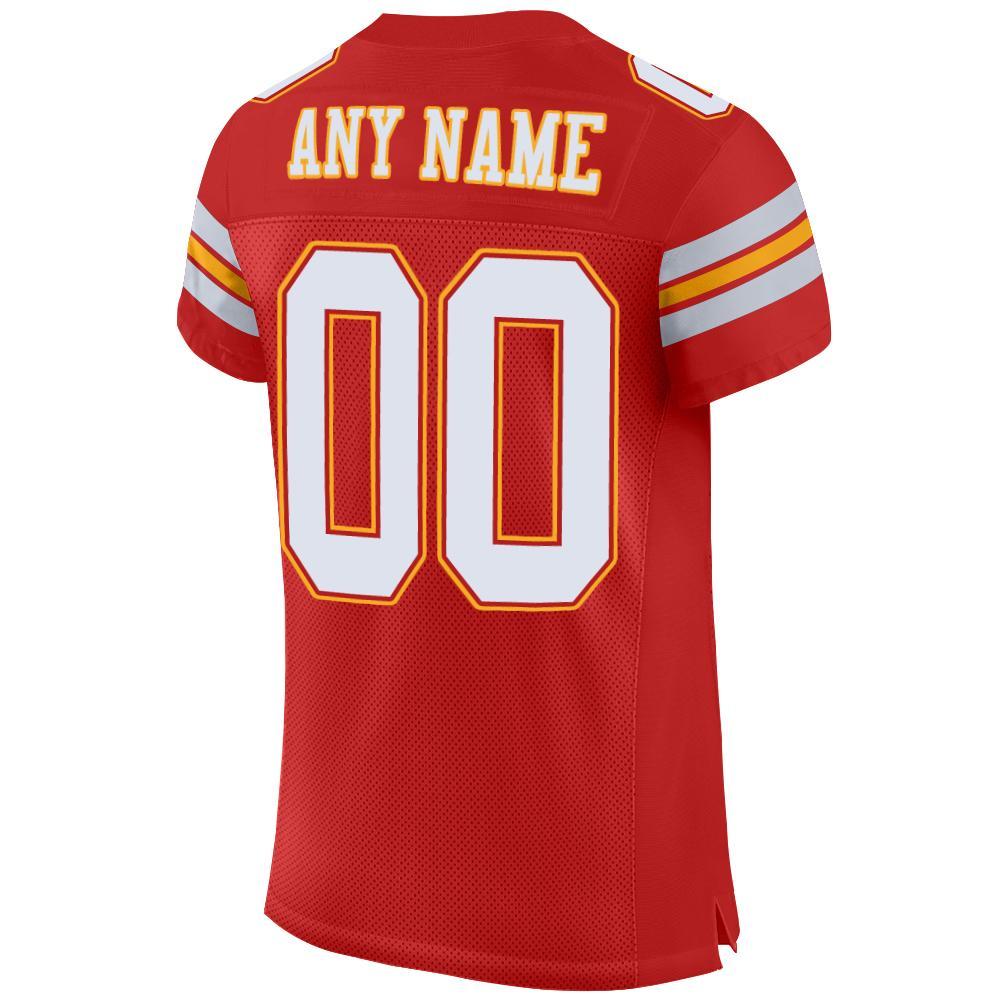 Custom Scarlet White-Gold Mesh Authentic Football Jersey view 4
