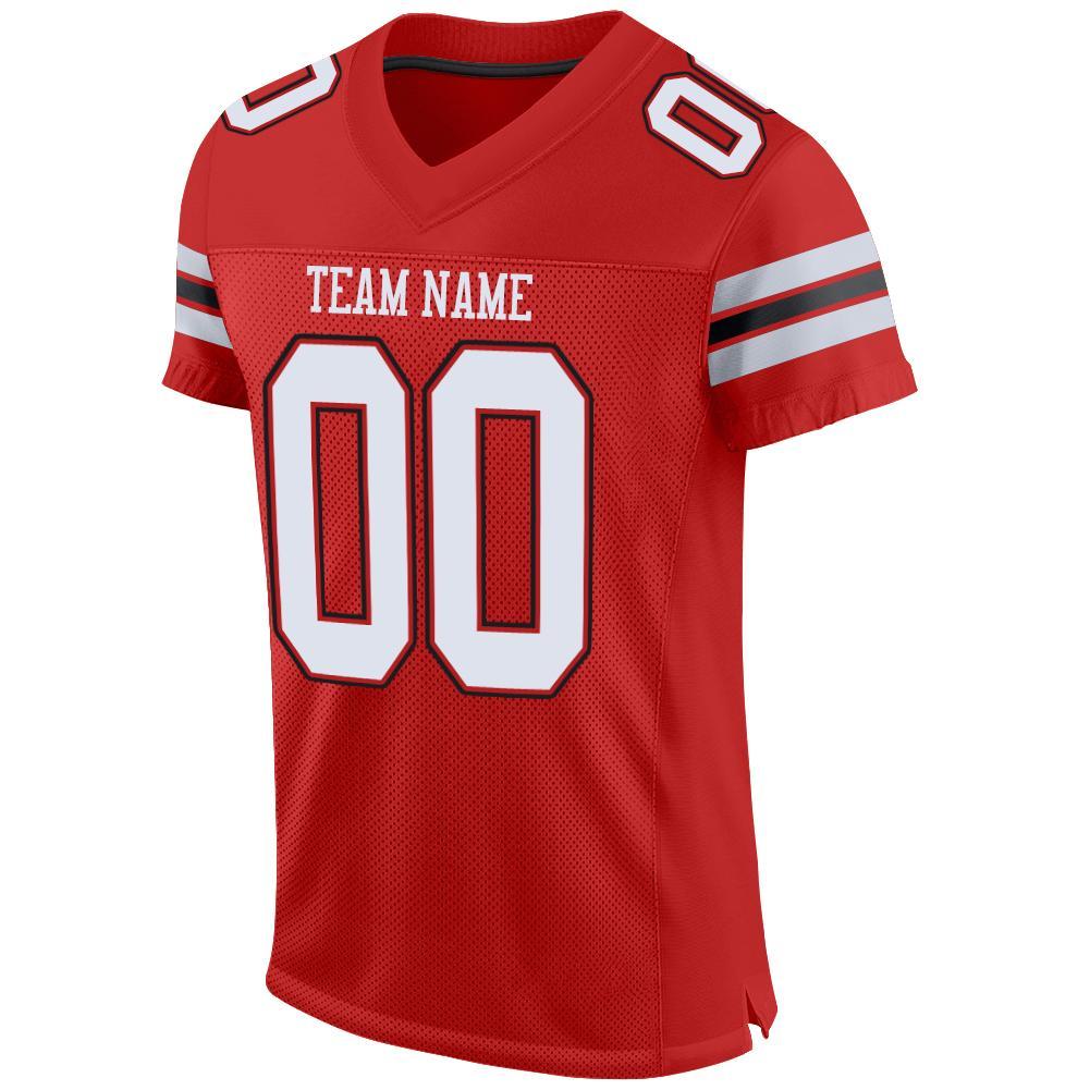 Custom Scarlet White-Black Mesh Authentic Football Jersey view 2