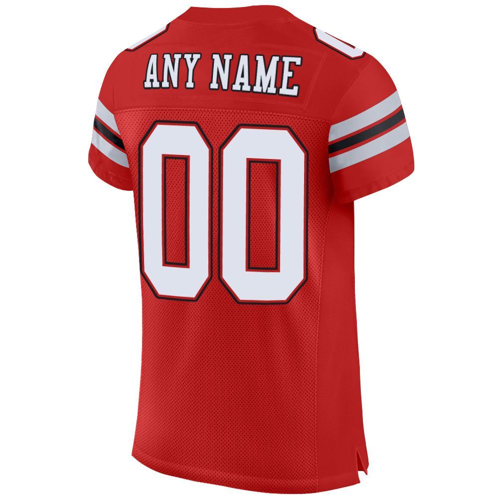 Custom Scarlet White-Black Mesh Authentic Football Jersey view 3