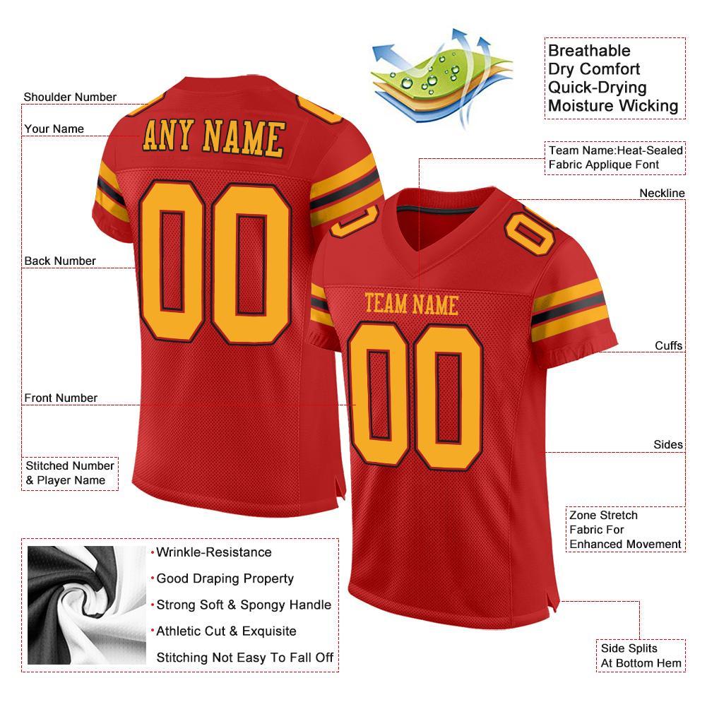 Custom Scarlet Gold-Black Mesh Authentic Football Jersey view 4