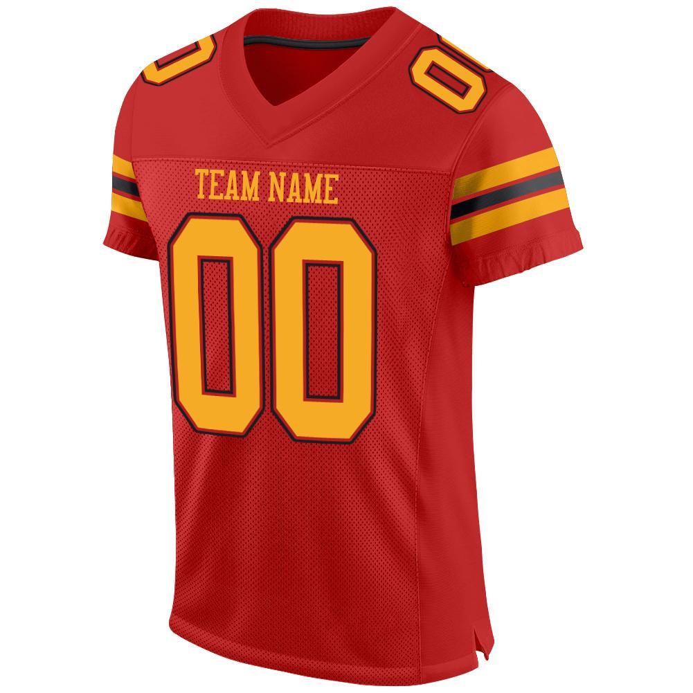 Custom Scarlet Gold-Black Mesh Authentic Football Jersey view 2