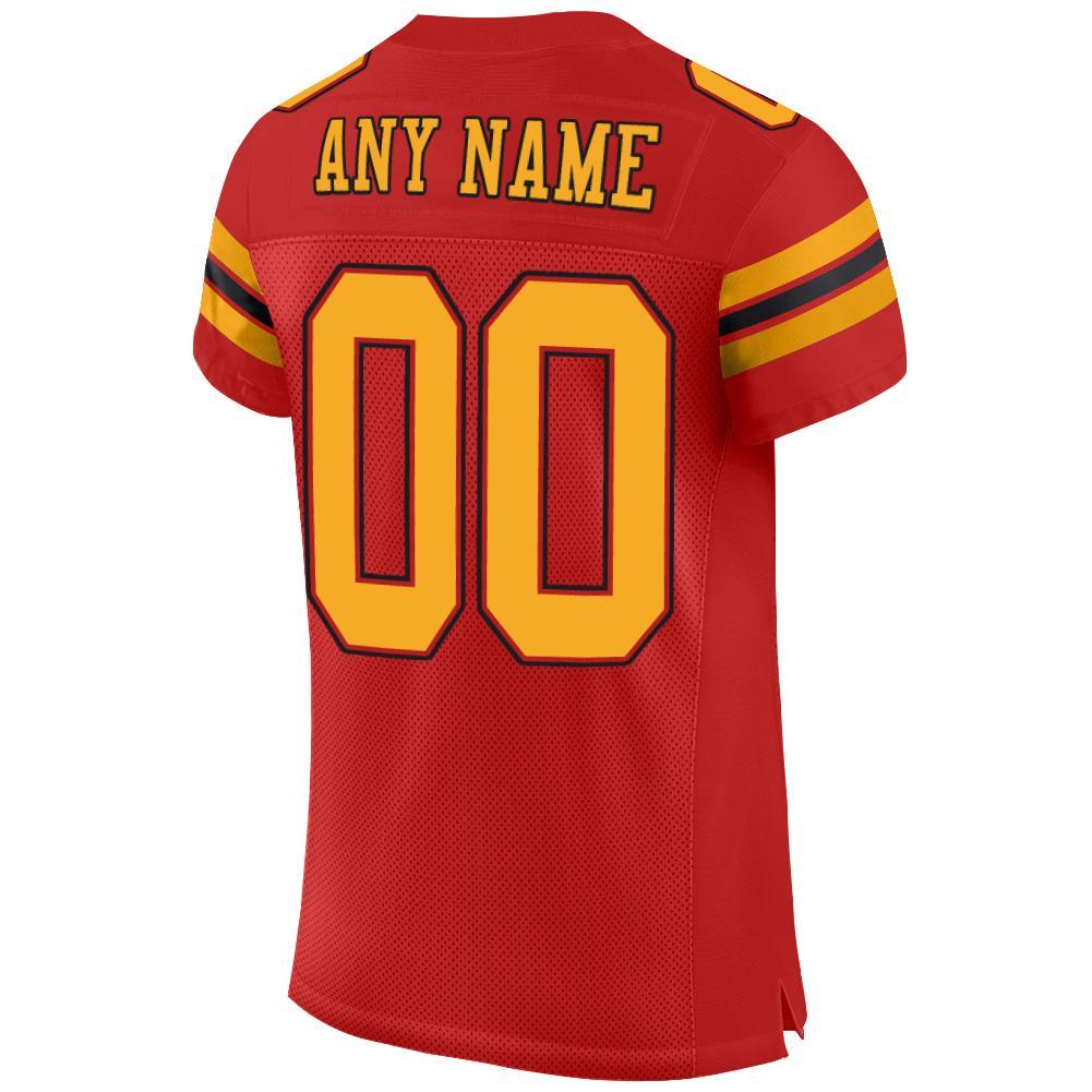 Custom Scarlet Gold-Black Mesh Authentic Football Jersey view 3