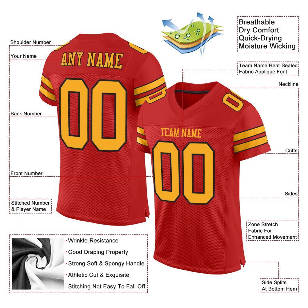 Custom Scarlet Gold-Black Mesh Authentic Football Jersey view 4
