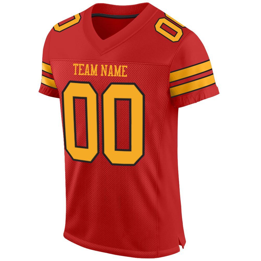 Custom Scarlet Gold-Black Mesh Authentic Football Jersey view 2
