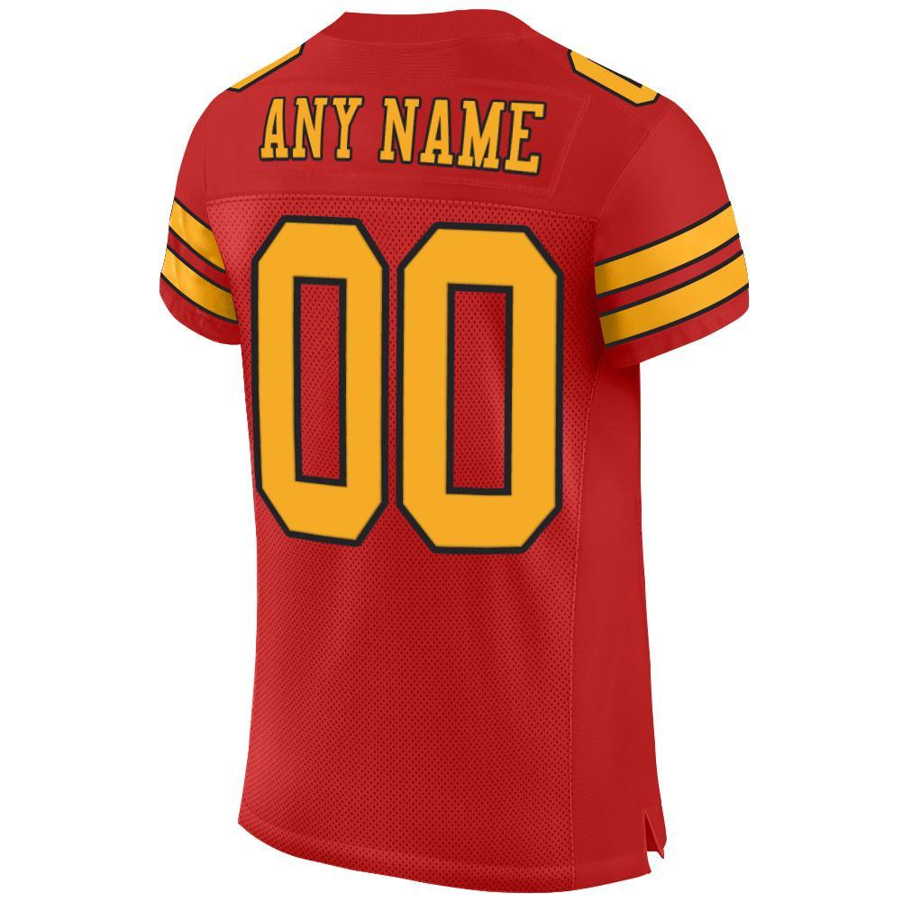 Custom Scarlet Gold-Black Mesh Authentic Football Jersey view 3