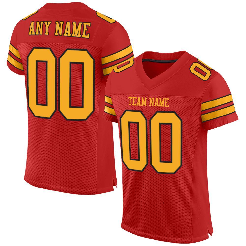 Custom Scarlet Gold-Black Mesh Authentic Football Jersey - Main View