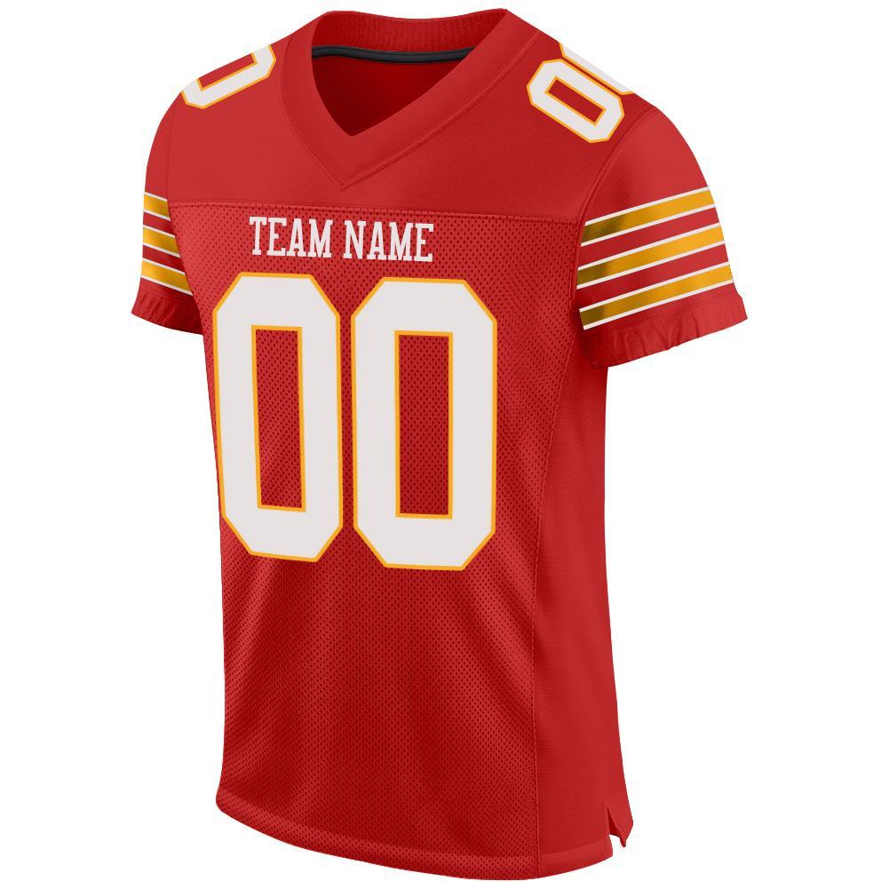 Custom Scarlet White-Gold Mesh Authentic Football Jersey view 2