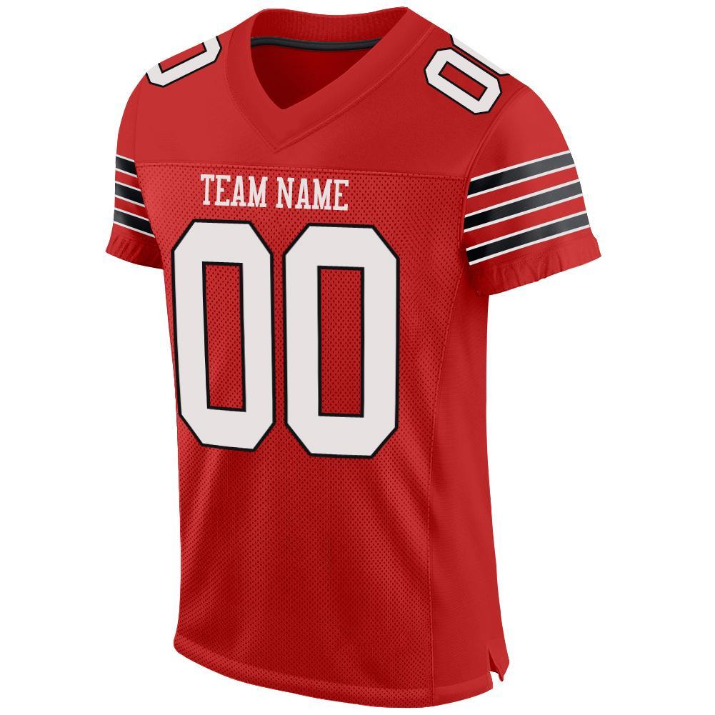 Custom Scarlet White-Black Mesh Authentic Football Jersey view 2