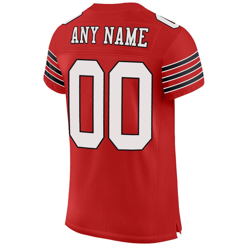 Custom Scarlet White-Black Mesh Authentic Football Jersey view 3
