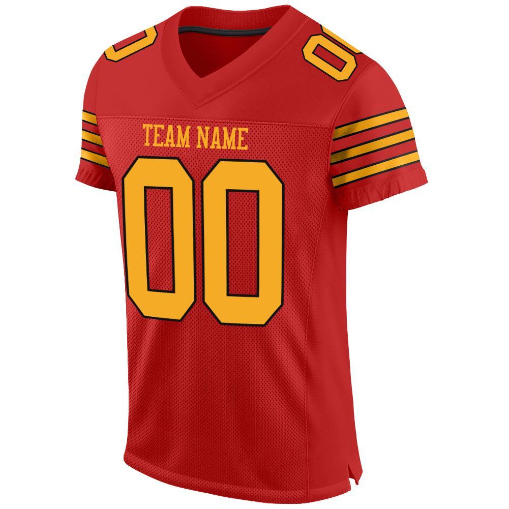 Custom Scarlet Gold-Black Mesh Authentic Football Jersey view 2