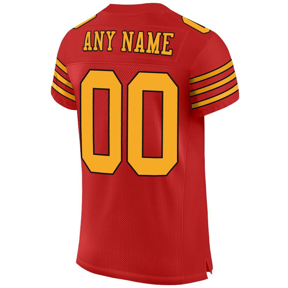 Custom Scarlet Gold-Black Mesh Authentic Football Jersey view 3