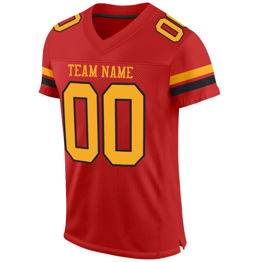 Custom Scarlet Gold-Black Mesh Authentic Football Jersey view 2