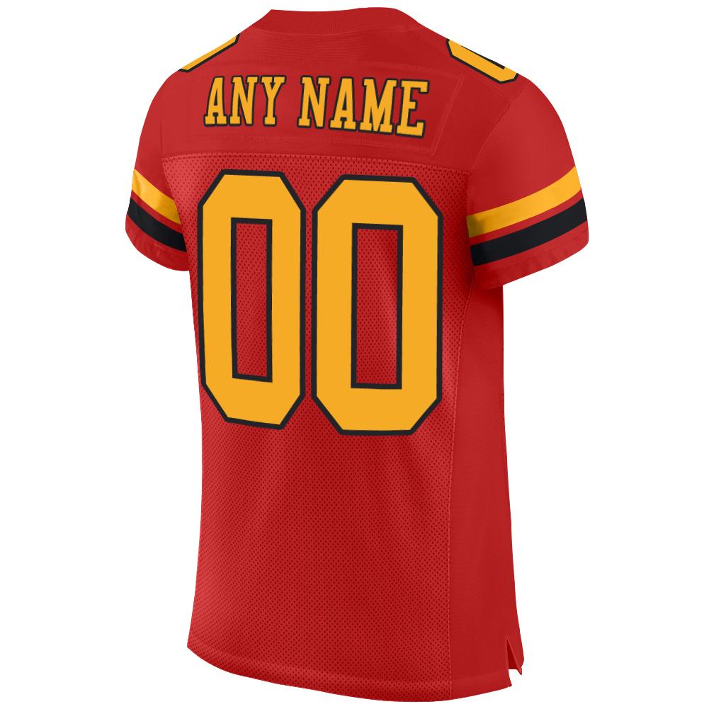 Custom Scarlet Gold-Black Mesh Authentic Football Jersey view 3