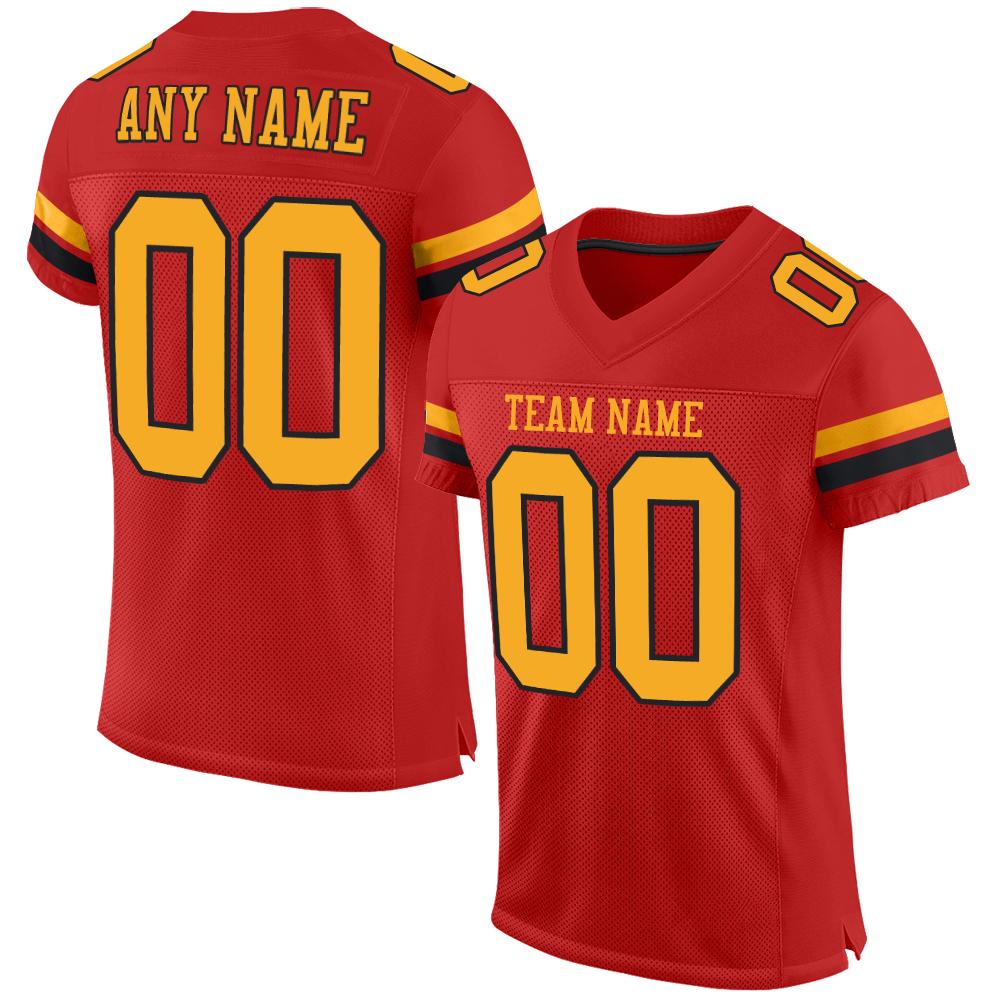Custom Scarlet Gold-Black Mesh Authentic Football Jersey - Main View